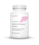A digital rendering of a bottle of Illuminate Labs Ceylon Cinnamon Extract Capsules on a white background